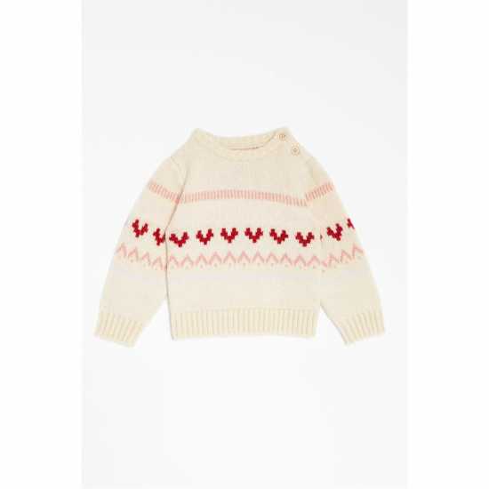 Girl 3 Piece Knitted Set Cream/red/pink  Детски клинове