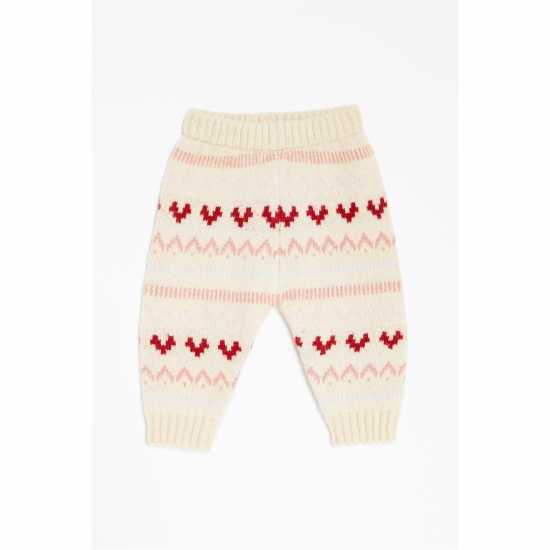 Girl 3 Piece Knitted Set Cream/red/pink  Детски клинове