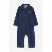 Baby Boy Button Up Boiler Suit Blue