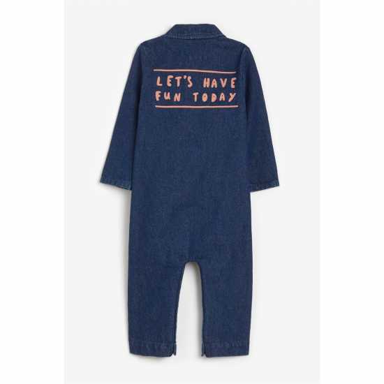 Baby Boy Button Up Boiler Suit Blue  Бебешки дрехи