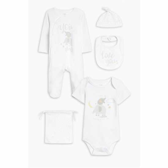 Unisex 5 Piece You And Me Set With Bag White  Детски клинове