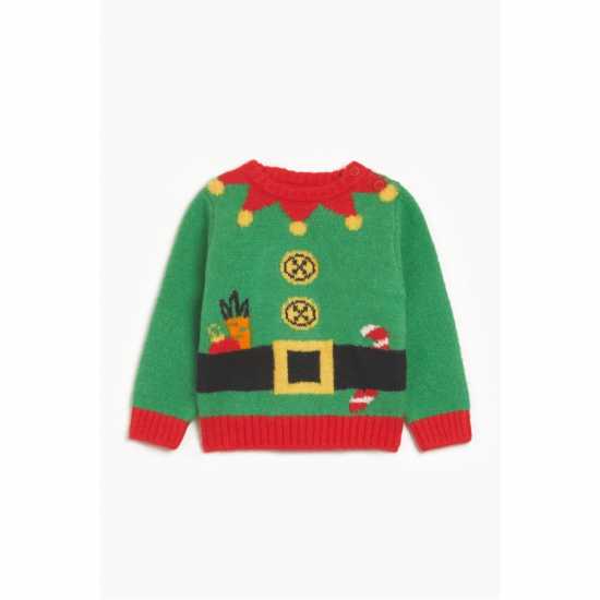 Boy 3 Piece Knitted Elf Set Green/red  Детски клинове