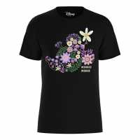 Character Disney Minnie Mouse Floral 02 T-Shirt Black Дамски стоки с герои