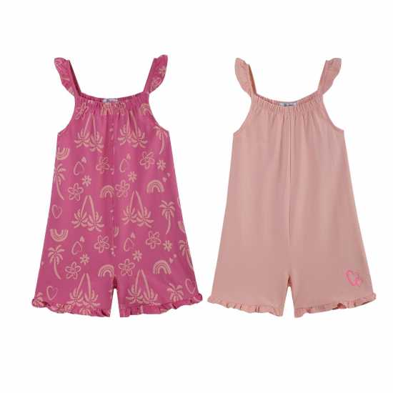 Younger Girl 2 Pack Tropic Playsuits  