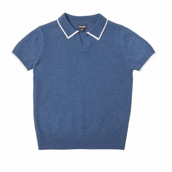 Older Boys Polo Knitted Blue  Детски тениски тип поло