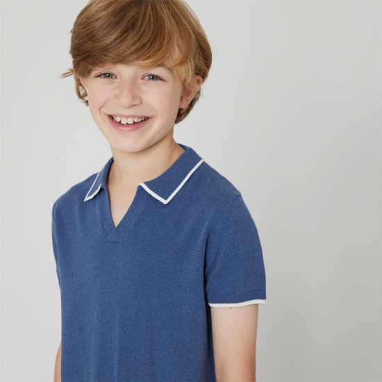 Детски тениски тип поло Детска Блуза С Яка За Момче Studio Knitted Short Sleeve Polo Juniors Детска Блуза С Яка За Момче Studio Knitted Short Sleeve Polo Juniors Детски тениски тип поло