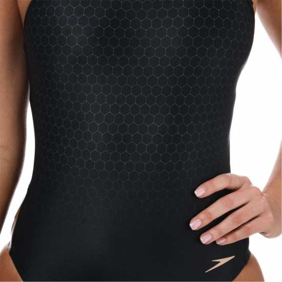 Speedo Hexagonal Mesh Panel Swimsuit  Дамски бански