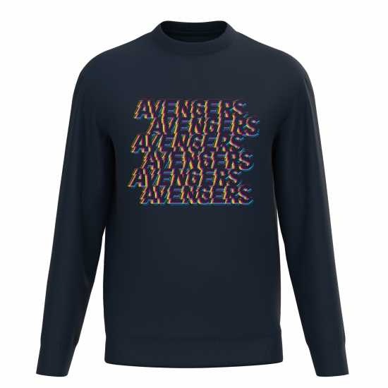 Marvel Avengers Neon Sign Sweater Navy Мъжко облекло за едри хора
