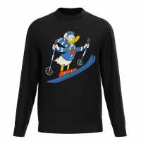 Disney Donald Duck Skiing Sweater Black Мъжко облекло за едри хора