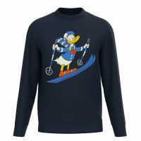 Disney Donald Duck Skiing Sweater Navy Мъжко облекло за едри хора