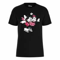 Disney Dinsey Mickey And Minnie Mouse Skating T-Shirt Black Дамски стоки с герои