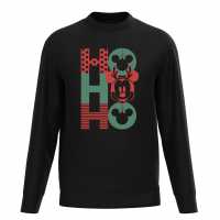 Disney Mickey Ho Ho Ho Sweater Black Мъжко облекло за едри хора