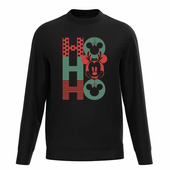 Disney Mickey Ho Ho Ho Sweater Black Мъжко облекло за едри хора