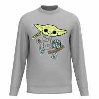 Star Wars Grogu Varsity Sweater Grey Мъжко облекло за едри хора