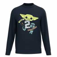 Star Wars Grogu Varsity Sweater Navy Мъжко облекло за едри хора