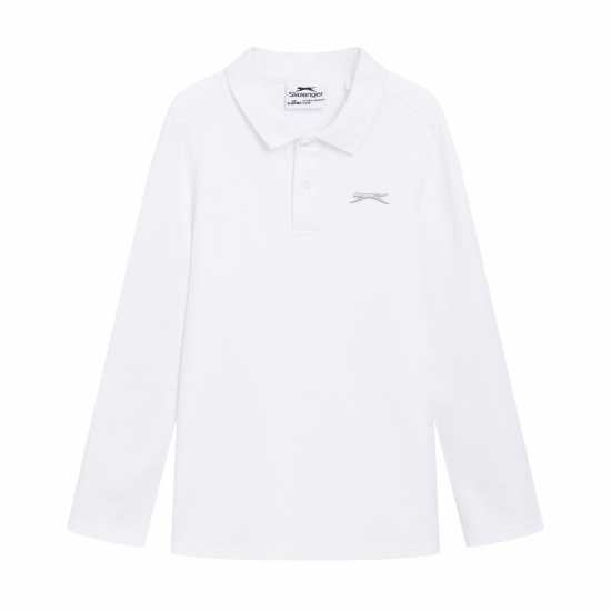 Slazenger Long Sleeve Plain Polo Junior Бяло Детски тениски тип поло