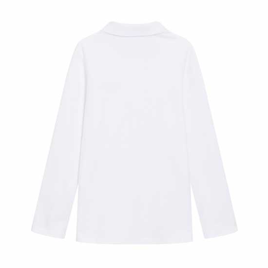Slazenger Long Sleeve Plain Polo Junior Бяло Детски тениски тип поло