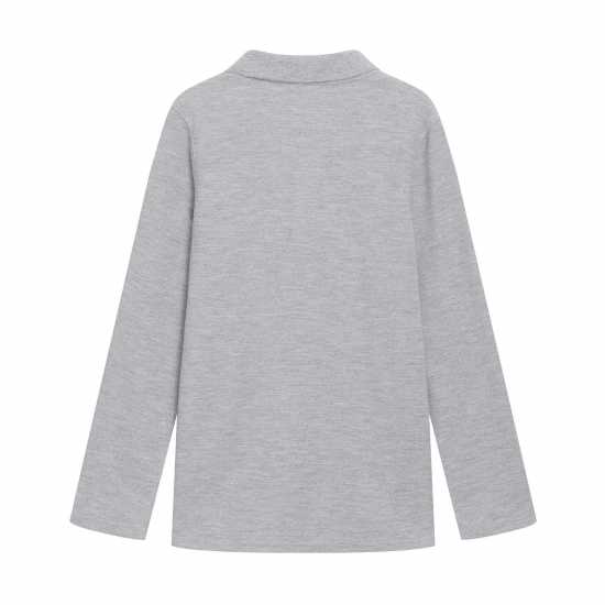 Slazenger Long Sleeve Plain Polo Junior Сив марл Детски тениски тип поло