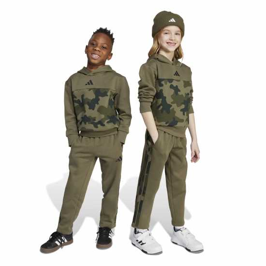 Детски спортни екипи Adidas Essentials Allover Print Hoodie Set Kids Olive/White Adidas Essentials Allover Print Hoodie Set Kids Olive/White Детски спортни екипи