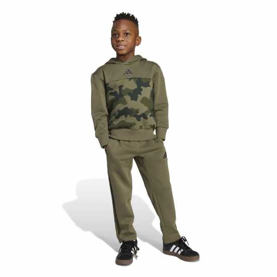 Детски спортни екипи Adidas Essentials Allover Print Hoodie Set Kids Olive/White Adidas Essentials Allover Print Hoodie Set Kids Olive/White Детски спортни екипи