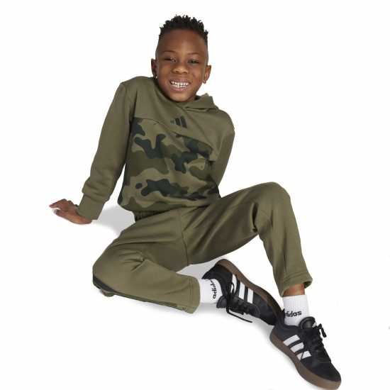 Детски спортни екипи Adidas Essentials Allover Print Hoodie Set Kids Olive/White Adidas Essentials Allover Print Hoodie Set Kids Olive/White Детски спортни екипи