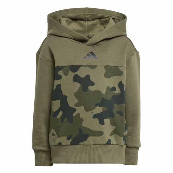 Детски спортни екипи Adidas Essentials Allover Print Hoodie Set Kids Olive/White Adidas Essentials Allover Print Hoodie Set Kids Olive/White Детски спортни екипи