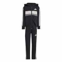 adidas Kids Tiberio Colorblock Fleece Tracksuit Kids Черно/Бяло/Сиво 