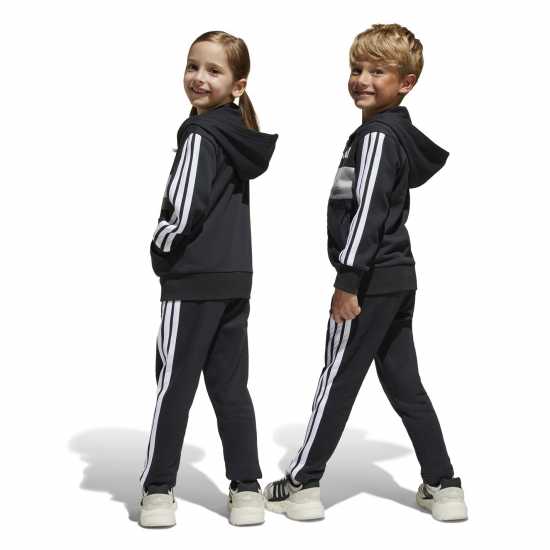 adidas Kids Tiberio Colorblock Fleece Tracksuit Kids Черно/Бяло/Сиво 