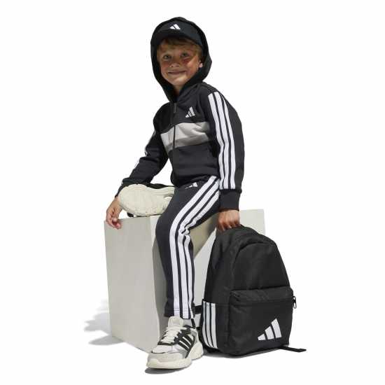 adidas Kids Tiberio Colorblock Fleece Tracksuit Kids Черно/Бяло/Сиво 
