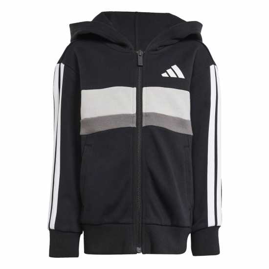 adidas Kids Tiberio Colorblock Fleece Tracksuit Kids Черно/Бяло/Сиво 