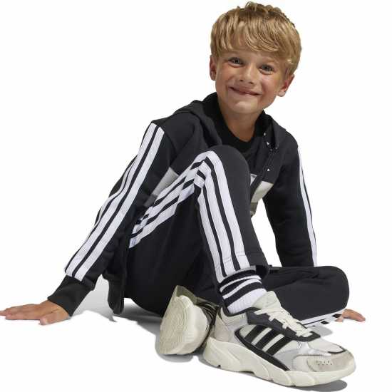 adidas Kids Tiberio Colorblock Fleece Tracksuit Kids Черно/Бяло/Сиво 