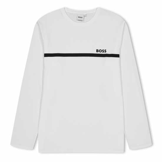 Boss Kids Long-Sleeve T-Shirt, Small Logo Design Бяло 10P 