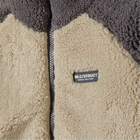 Яке Полар Boys Sherpa Fleece Jacket Contrast Pocket Brown  