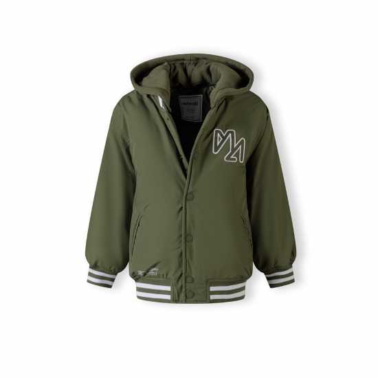 Boys Baseball Jacket Detachable Hood Embroidery Khaki  