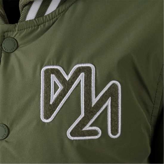 Boys Baseball Jacket Detachable Hood Embroidery Khaki  