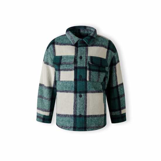 Boys Padded Shirt Jacket Wool Blend Green Boys Padded Shirt Jacket Wool Blend Green