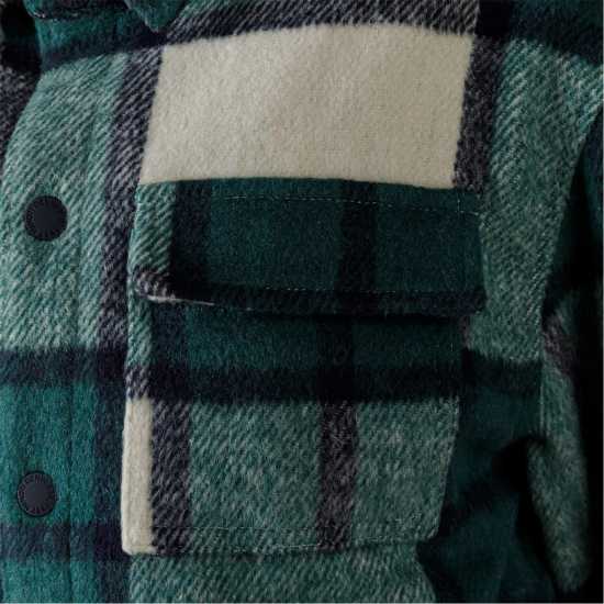 Boys Padded Shirt Jacket Wool Blend Green Boys Padded Shirt Jacket Wool Blend Green