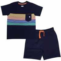 Soulcal Short Set Infant Boys Navy Stripe Бебешки дрехи