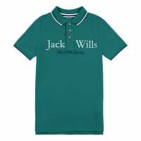 Блуза С Яка Jack Wills Kids Boys Script Tipped Polo Shirt Green Heron Детски тениски тип поло