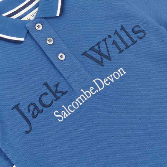 Блуза С Яка Jack Wills Kids Boys Script Tipped Polo Shirt Riverside Детски тениски тип поло