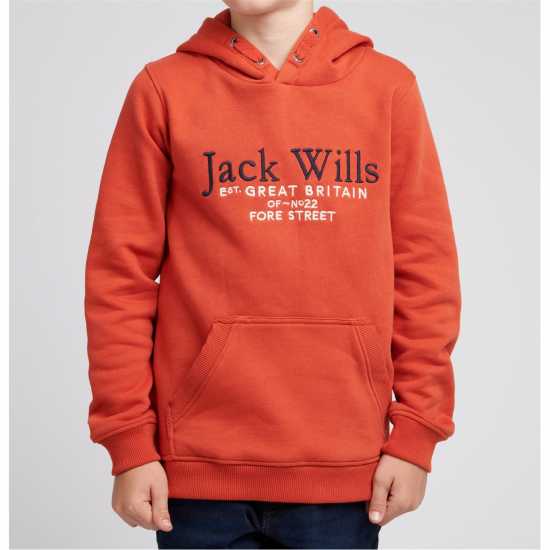 Jack Wills Kids Batsford Logo Script Hoodie Summer Fig Детски суитчъри и блузи с качулки