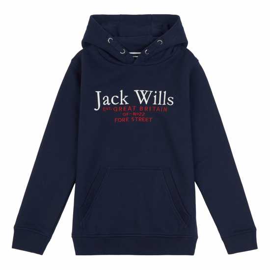 Jack Wills Kids Batsford Logo Script Hoodie Navy Детски суитчъри и блузи с качулки