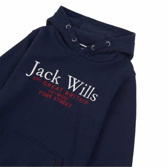 Jack Wills Kids Batsford Logo Script Hoodie Navy Детски суитчъри и блузи с качулки