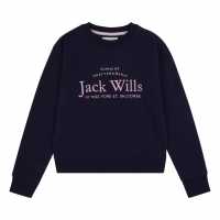 Блуза Обло Деколте Jack Wills Kids Girls Script Crew Neck Sweatshirt  Детски горнища и пуловери