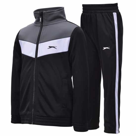 Slazenger Екип Невръстни Деца Poly Tracksuit Infants Черно/Чар/Бяло Детски спортни екипи