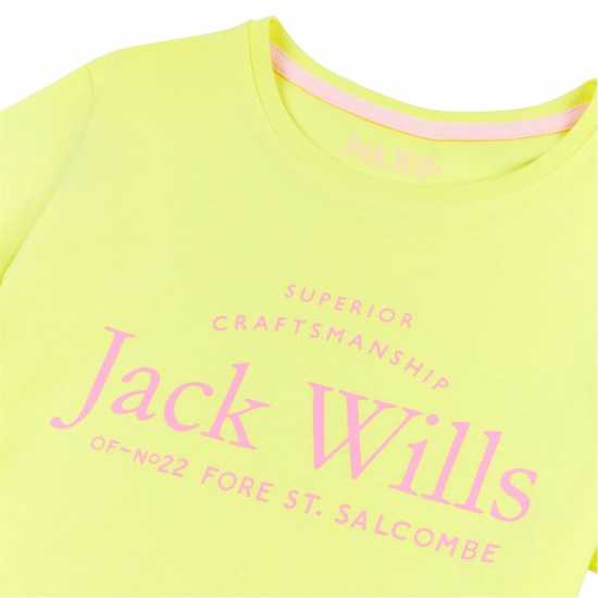 Jack Wills Kids Girls Forstal Logo Script T-Shirt Limelight Детски тениски и фланелки