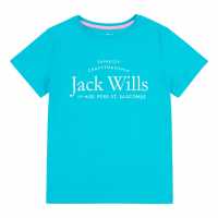 Jack Wills Kids Girls Forstal Logo Script T-Shirt Blue Bird Детски тениски и фланелки