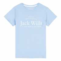Jack Wills Kids Girls Forstal Logo Script T-Shirt Chambray Blue Детски тениски и фланелки
