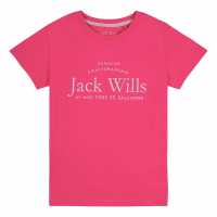 Jack Wills Kids Girls Forstal Logo Script T-Shirt Fuchsia Purple Детски тениски и фланелки