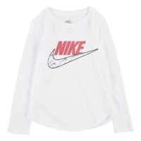 Nike Long Sleeve Futura Tee Infant Girls White Детски тениски и фланелки